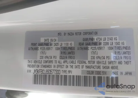 2025 Mazda Cx-5 2.5 S Preferred z USA, uszkodzony, nr VIN JM3KFBCL8S0577300